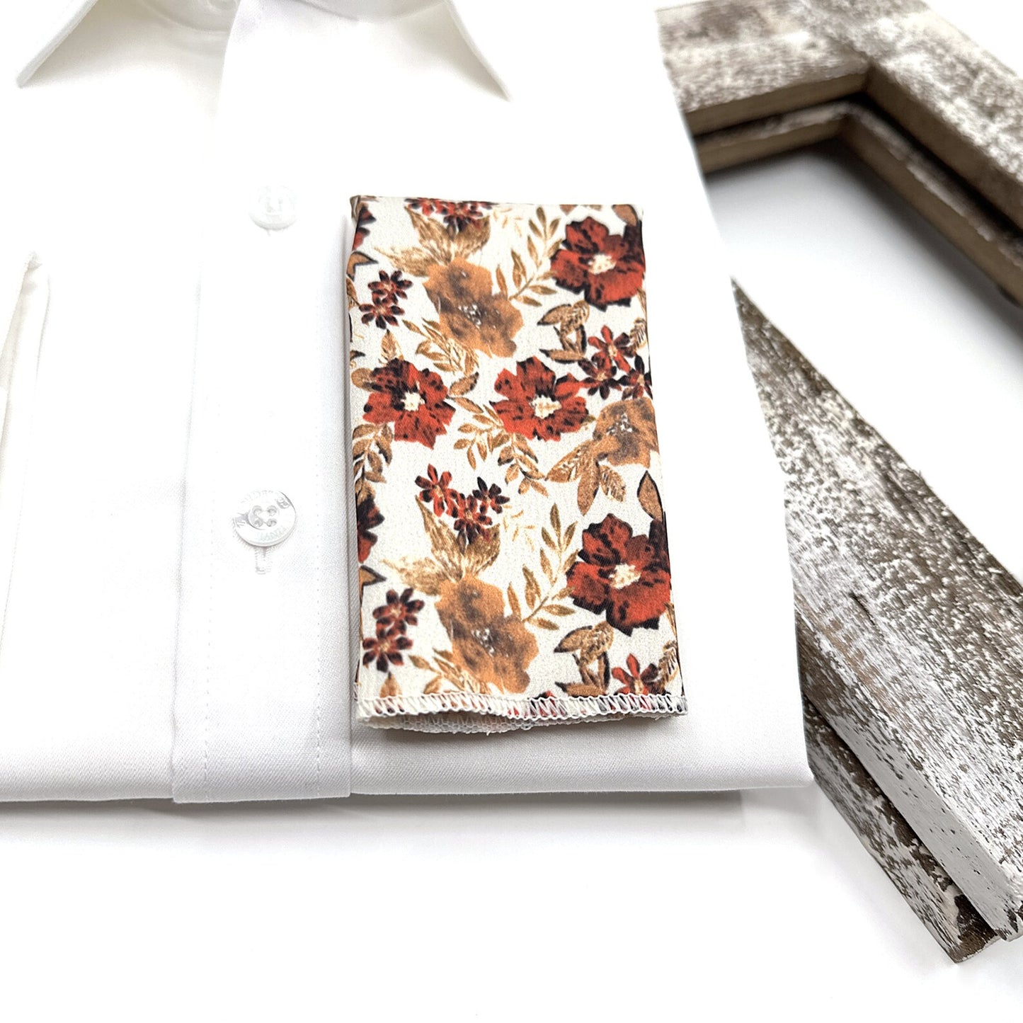 Brunt Orange Floral Tie, Copper Orange Floral Necktie, Wedding Floral Ties