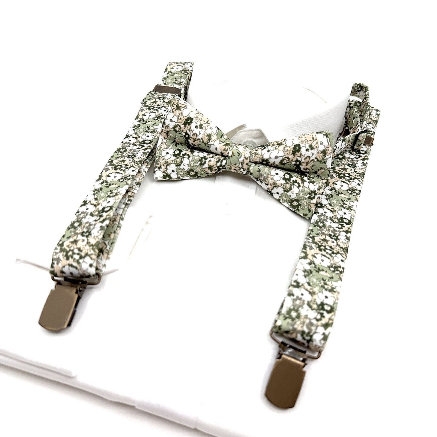 Dusty Green Floral Suspenders, Men Suspender, Wedding Floral Suspenders, Groom Suspenders