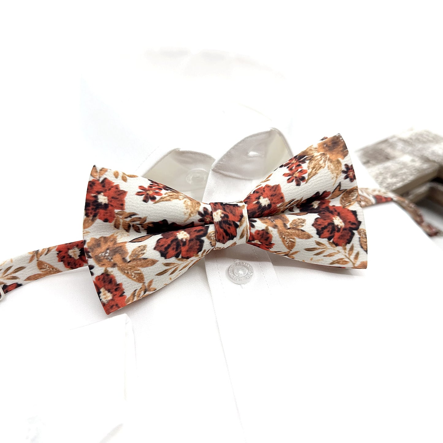 Brunt Orange Floral Tie, Copper Orange Floral Necktie, Wedding Floral Ties