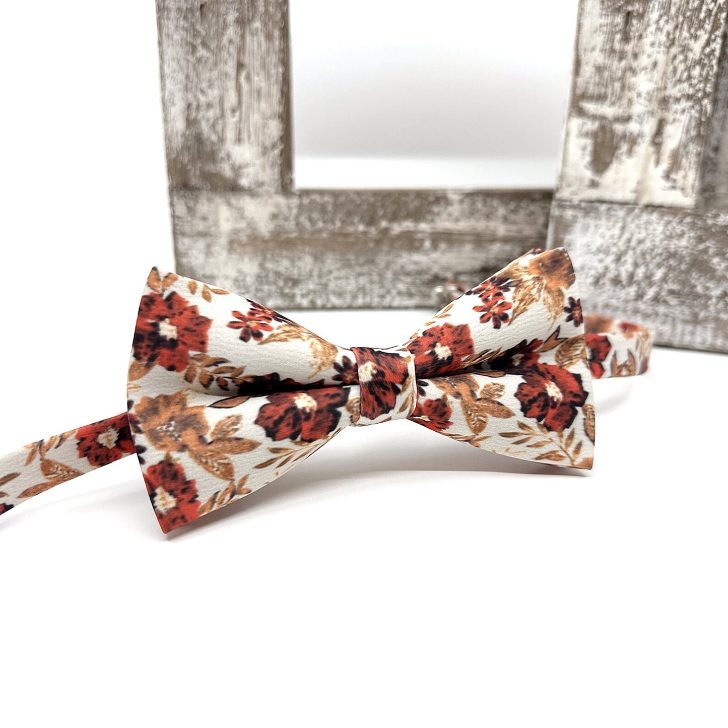Brunt Orange Floral Tie, Copper Orange Floral Necktie, Wedding Floral Ties