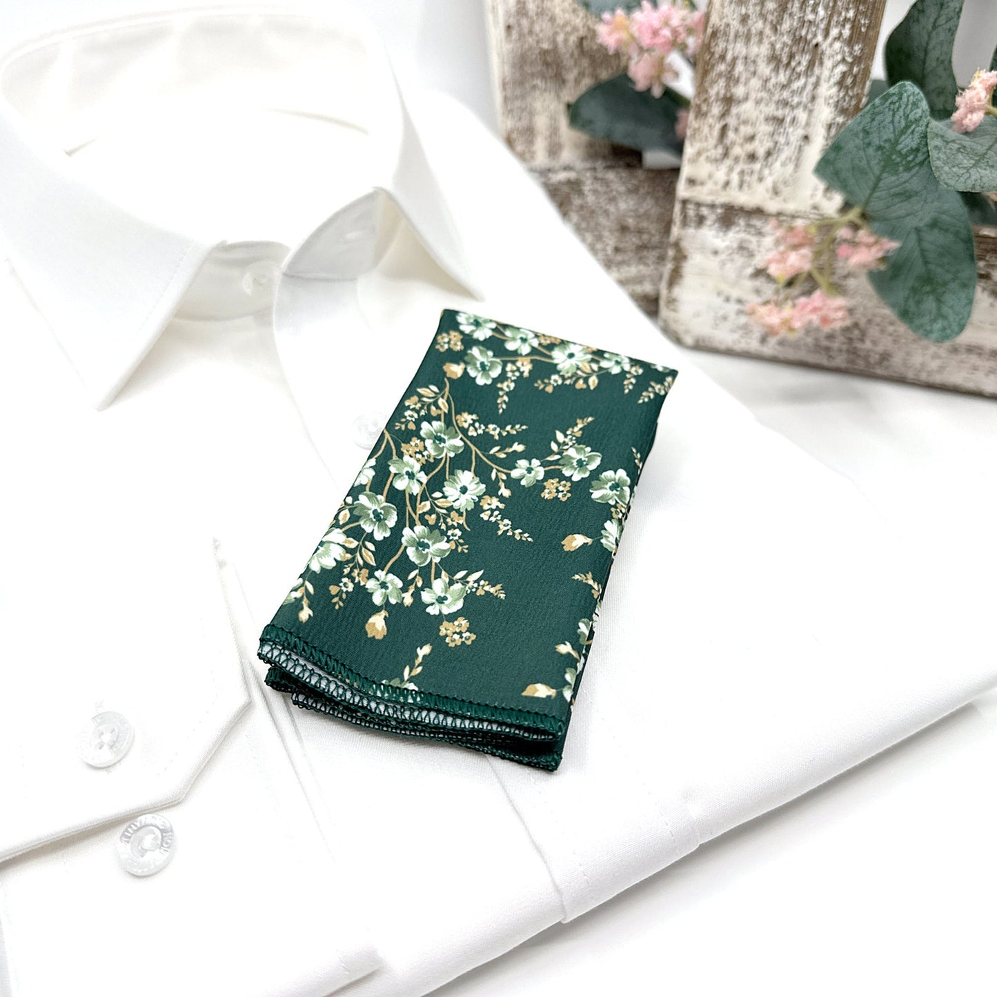 Dark Green Necktie, Floral Necktie, Wedding Floral Tie, Groomsmen Necktie
