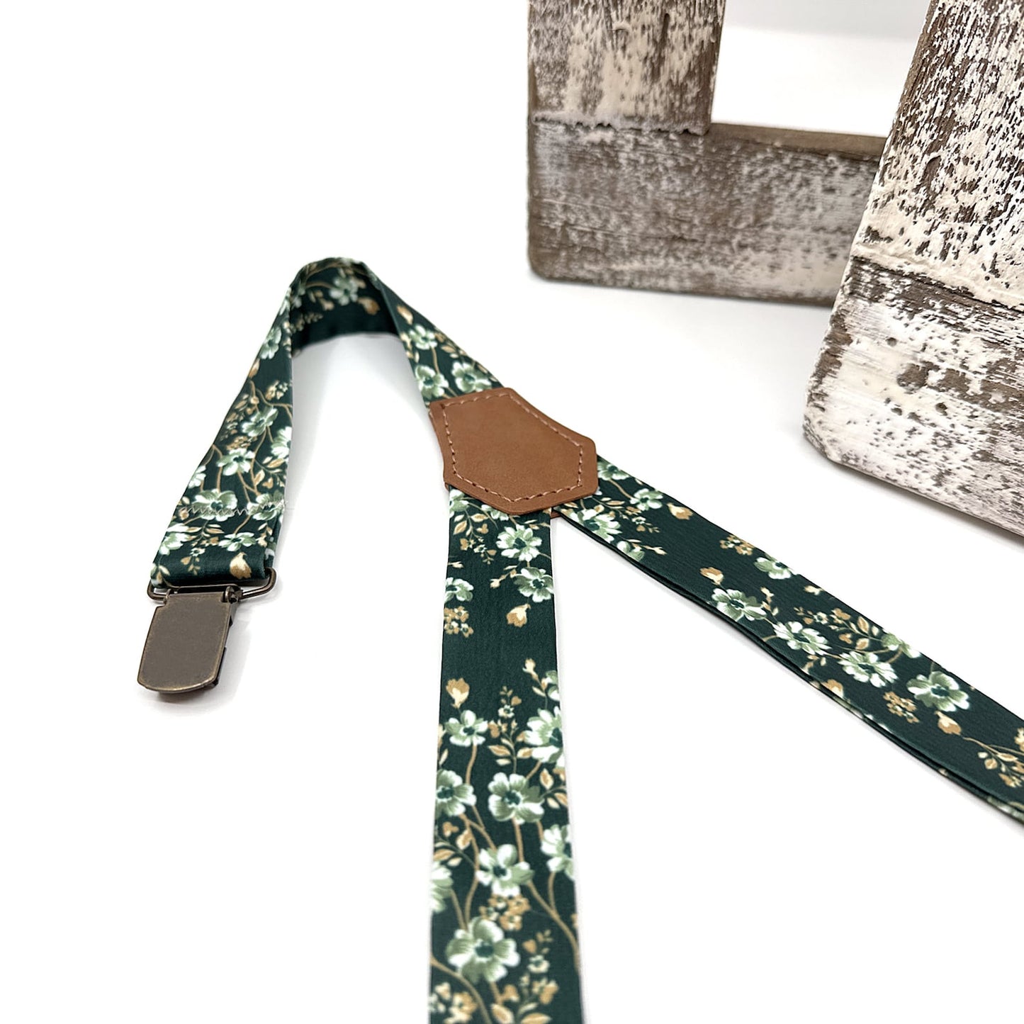 Dark Green Suspenders, Men Suspender, Wedding Floral Suspenders, Groomsmen Suspenders