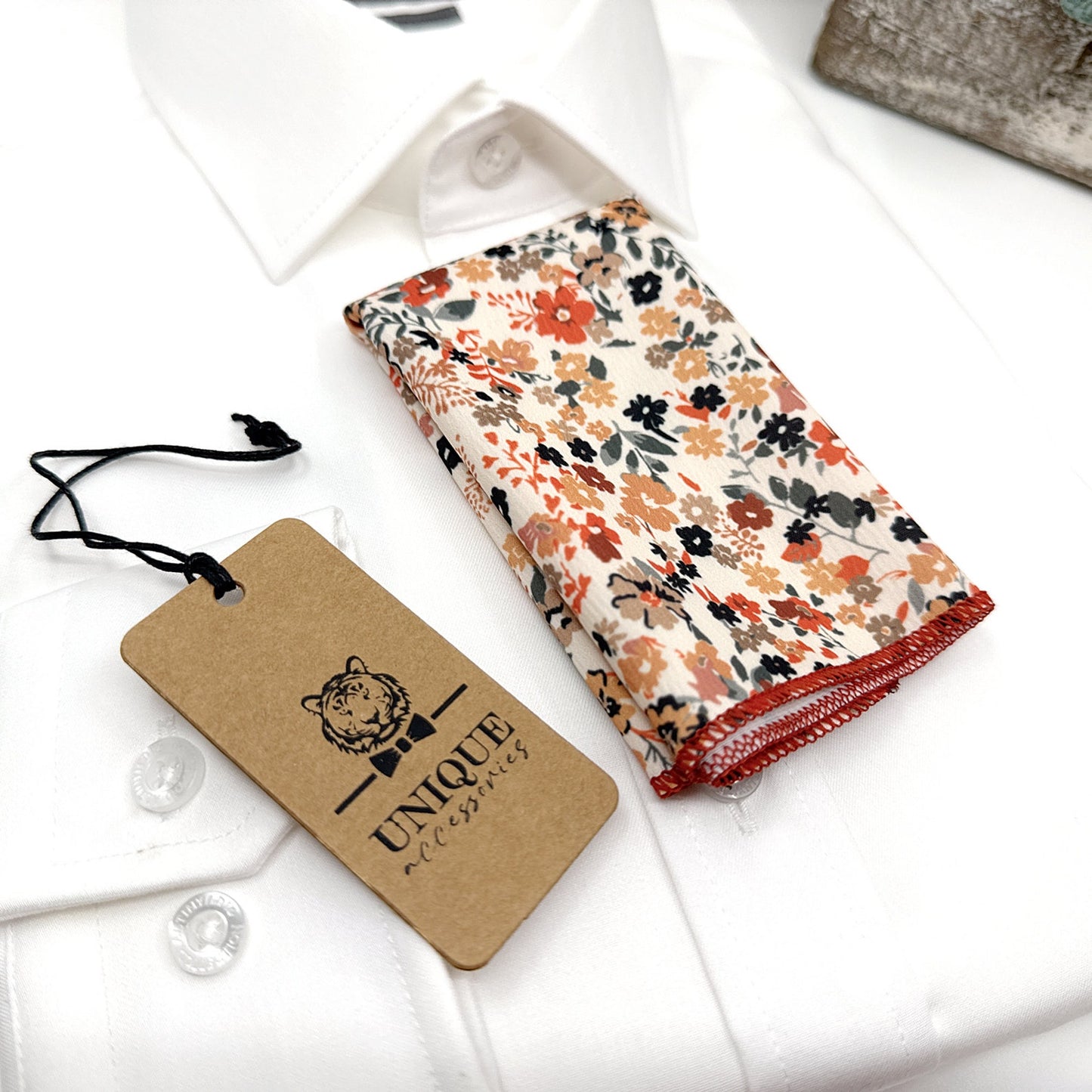 Floral Necktie, Rust Orange Floral Necktie, Wedding Ties