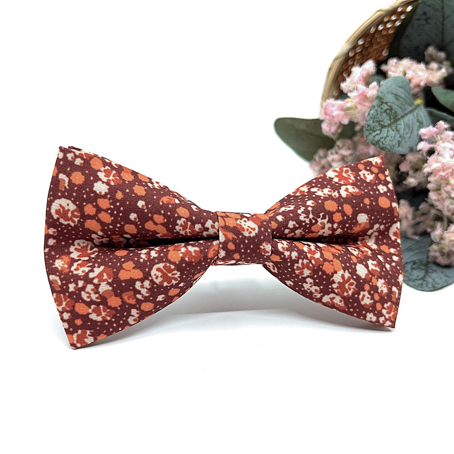Burnt Orange Floral Necktie, Groom Necktie, Wedding tie, Mens Necktie