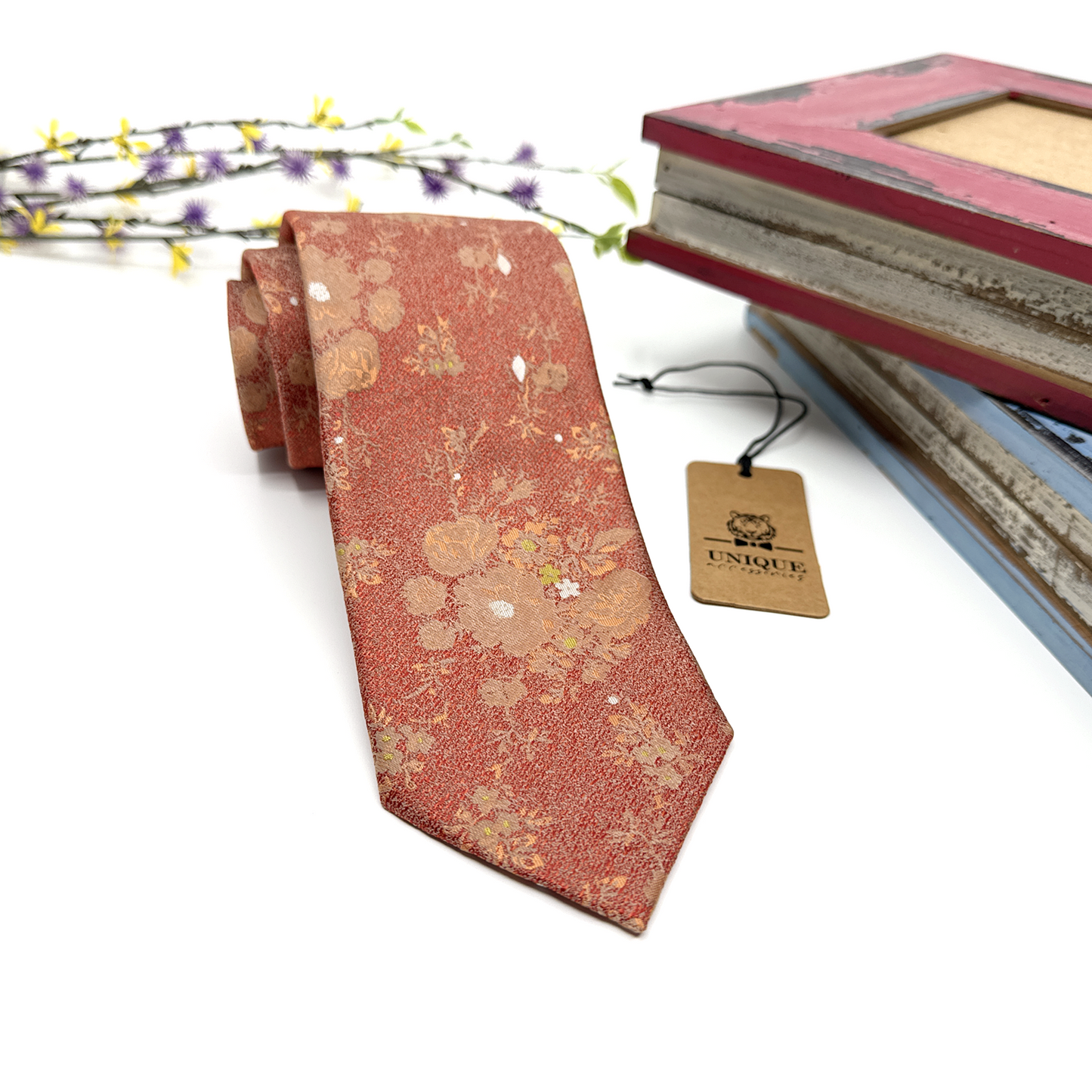 Terracotta Necktie, Tie for Mens, Groom Neckties, Wedding Tie