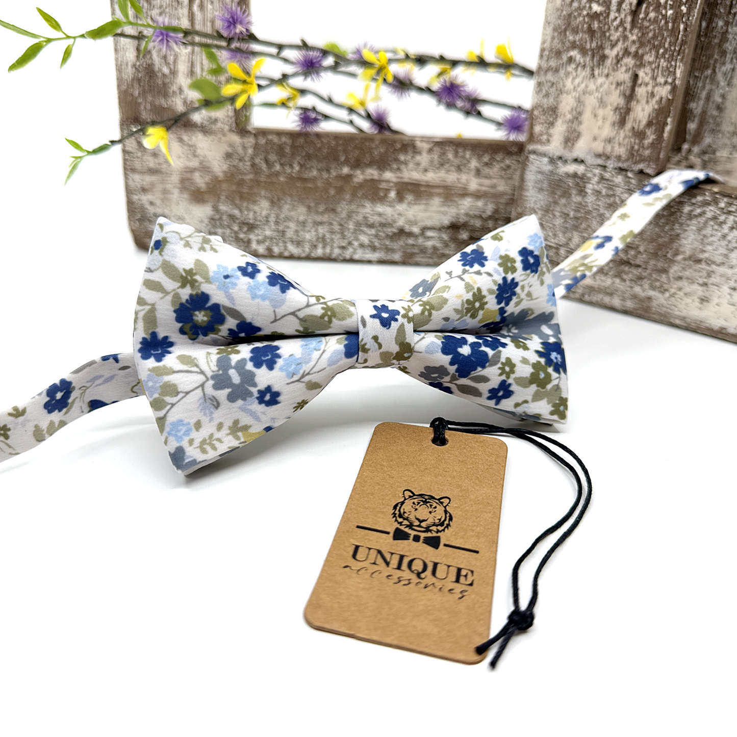 Dusty Blue Floral Necktie Olive Green Floral Necktie Wedding Floral Ties