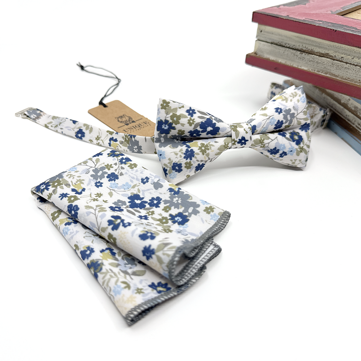 Dusty Blue Floral Necktie Olive Green Floral Necktie Wedding Floral Ties