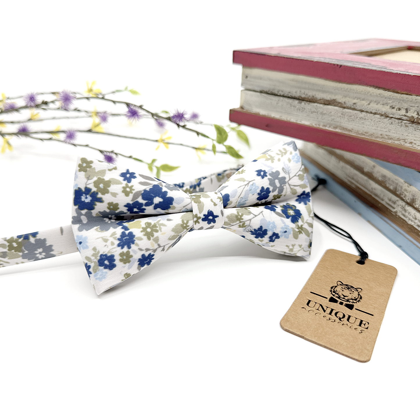 Dusty Blue Floral Necktie Olive Green Floral Necktie Wedding Floral Ties