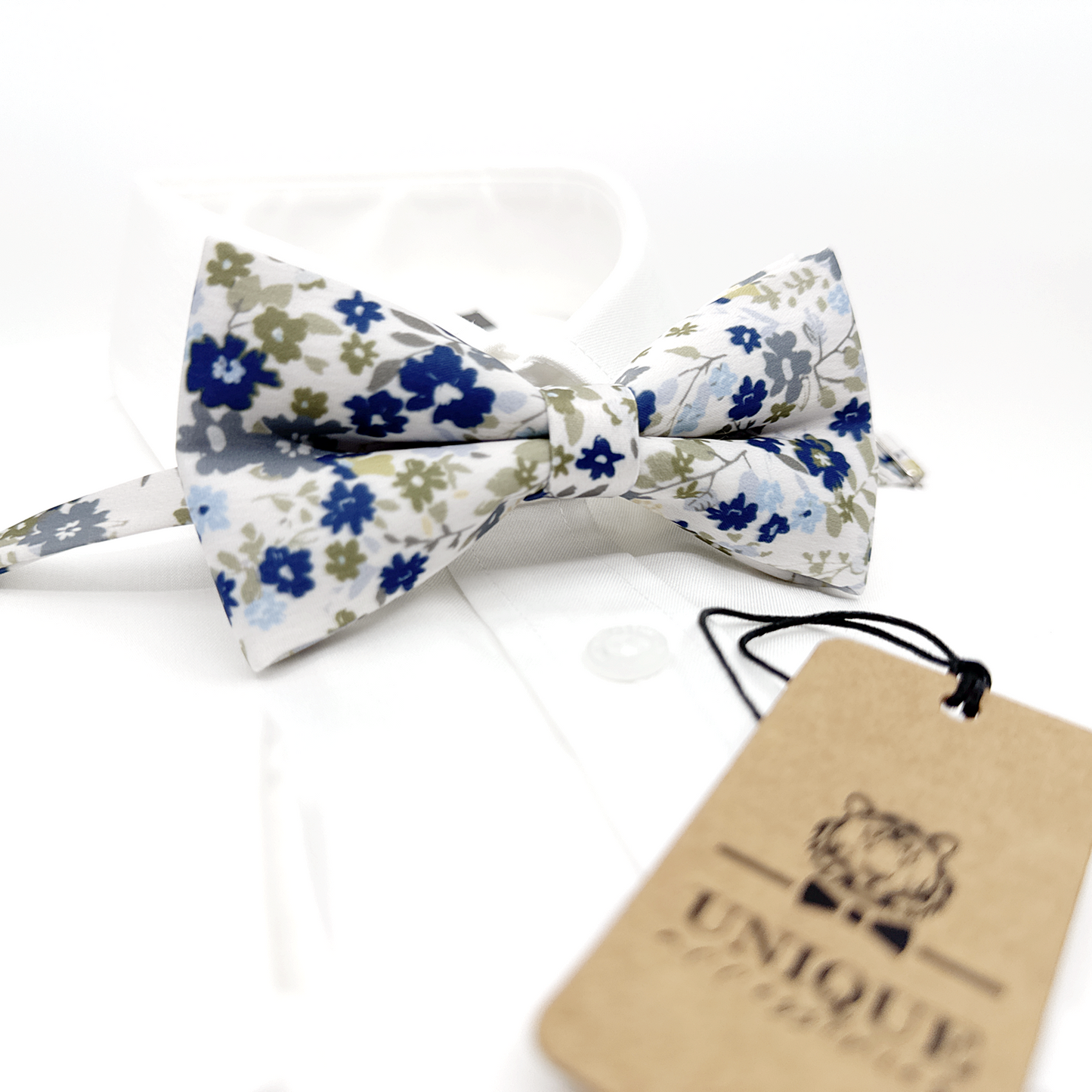 Dusty Blue Floral Necktie Olive Green Floral Necktie Wedding Floral Ties