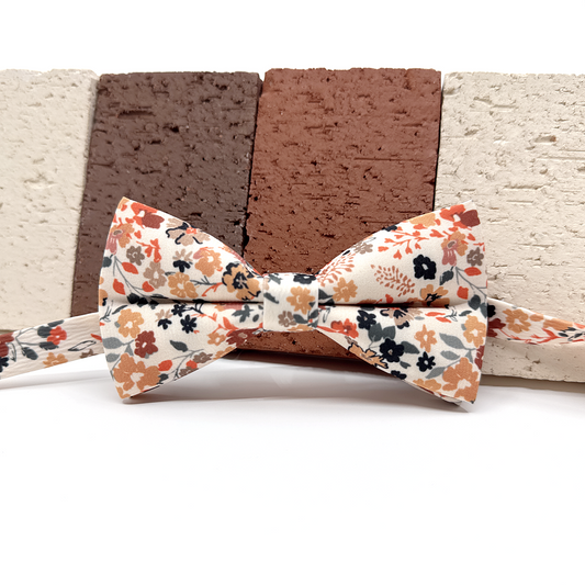 Copper Rust Floral Bowtie, Men Floral Bowtie, Groomsmen Bowties, Wedding Bowtie