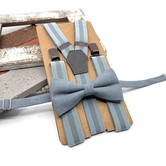 Dusty Blue Suspenders, Men Suspender, Groom Suspender Set, Wedding Suspenders
