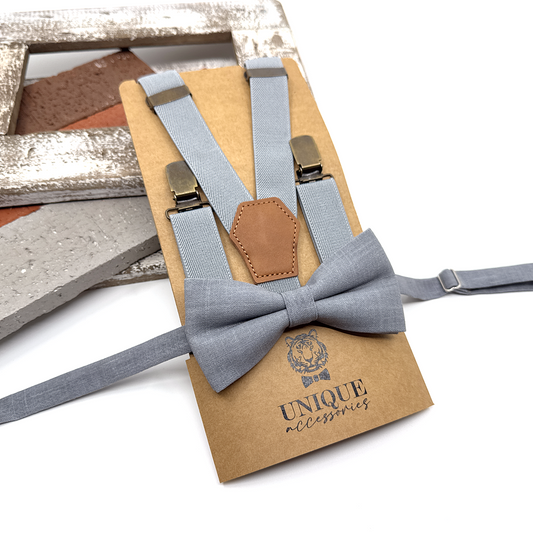 Gray Suspenders, Men Suspender, Groom Suspender Set, Wedding Suspenders