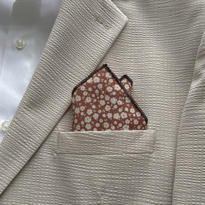 Terracotta Floral Tie Set for Men | Wedding Necktie