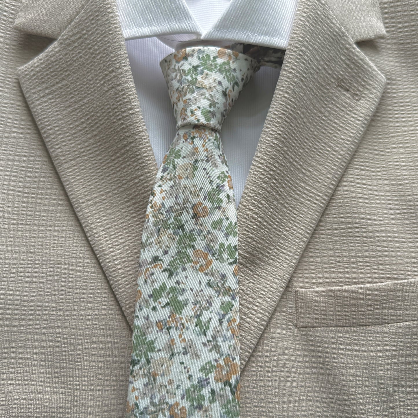 Dusty Sage Floral Tie Set for Men Wedding Tie