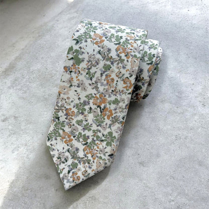 Dusty Sage Floral Tie Set for Men Wedding Tie