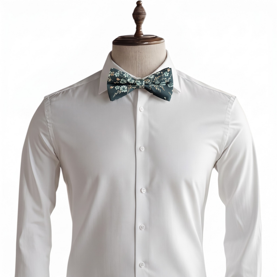 Dark Green Floral Bow Tie for Men, Boys and Toddlers