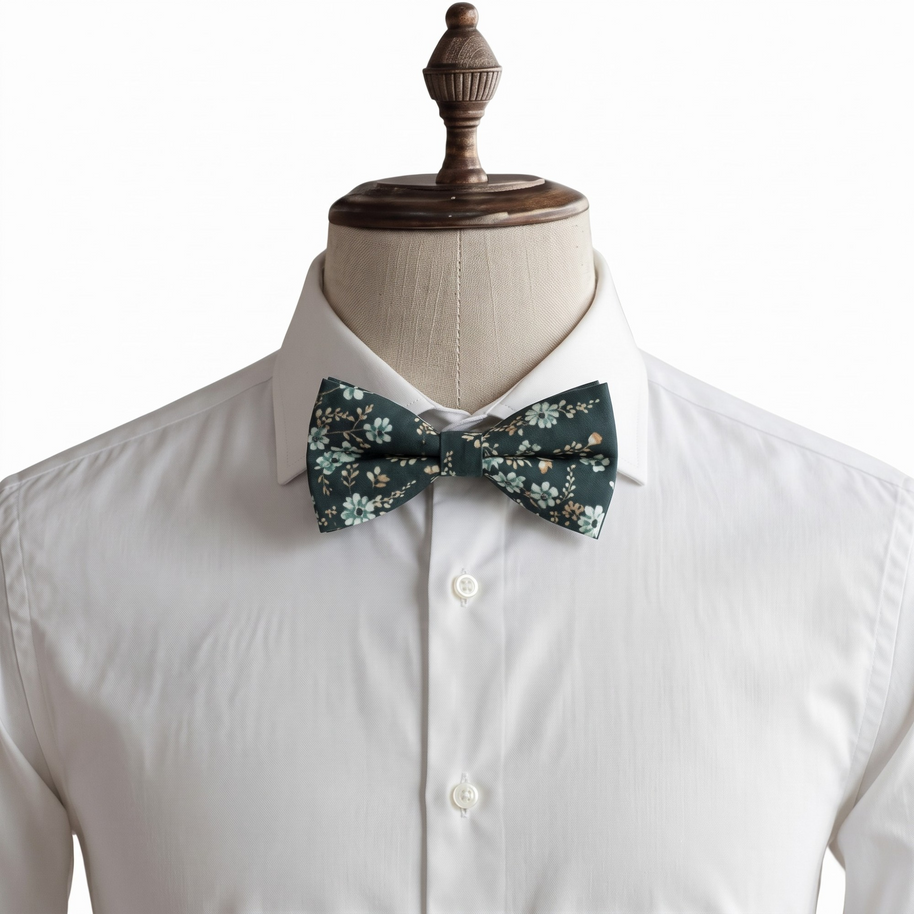 Dark Green Floral Bow Tie for Men, Boys and Toddlers