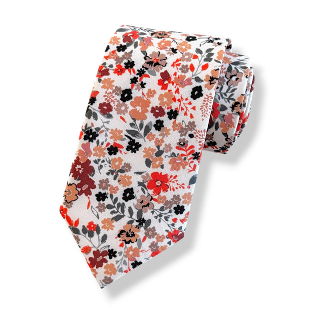 Terracotta Wildflower Tie Set for Men Floral Wedding Necktie