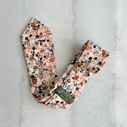 Brunt Orange Floral Tie Set – Fall Wedding Necktie & Pocket Square for Men