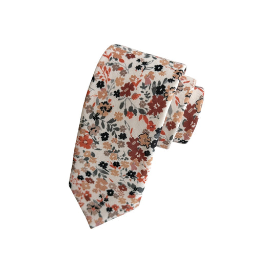 Terracotta Wildflower Tie Set for Men Floral Wedding Necktie