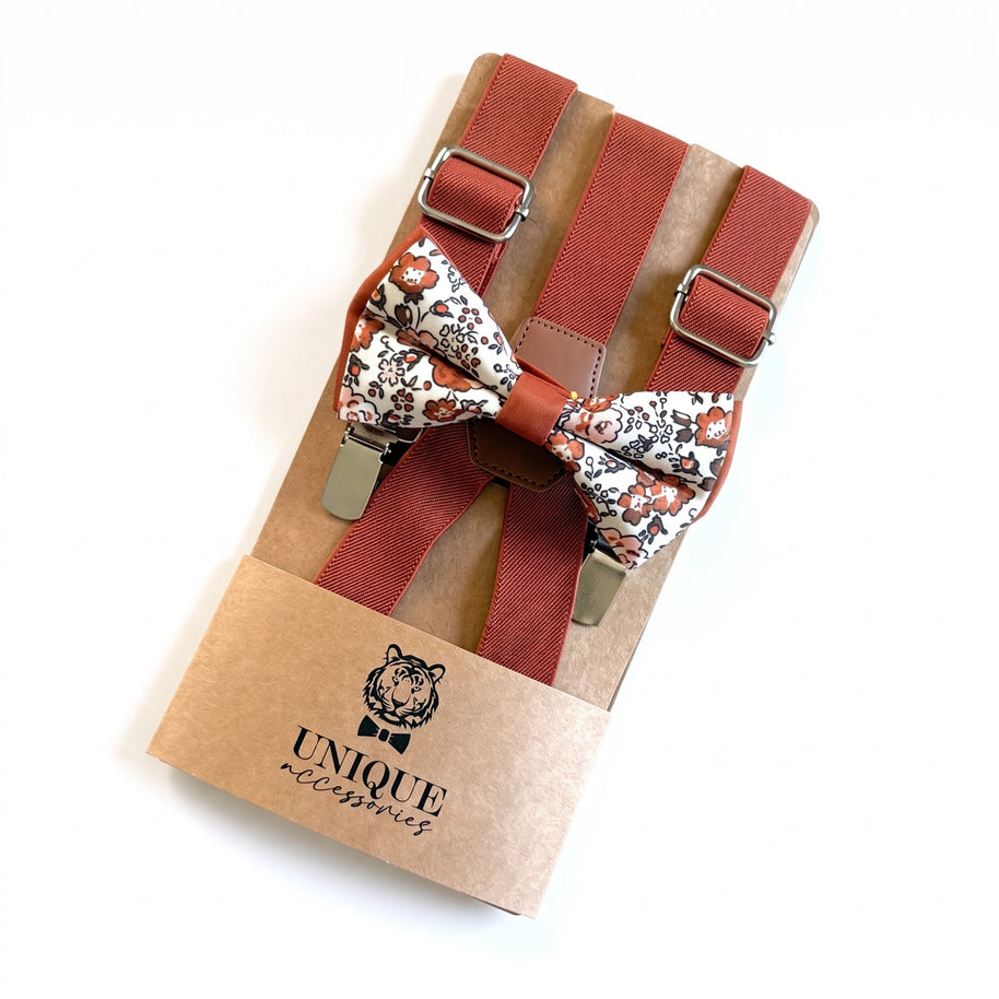 Terracotta Rust Suspenders for Men