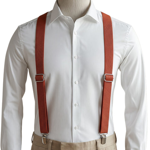 Terracotta Rust Suspenders for Men