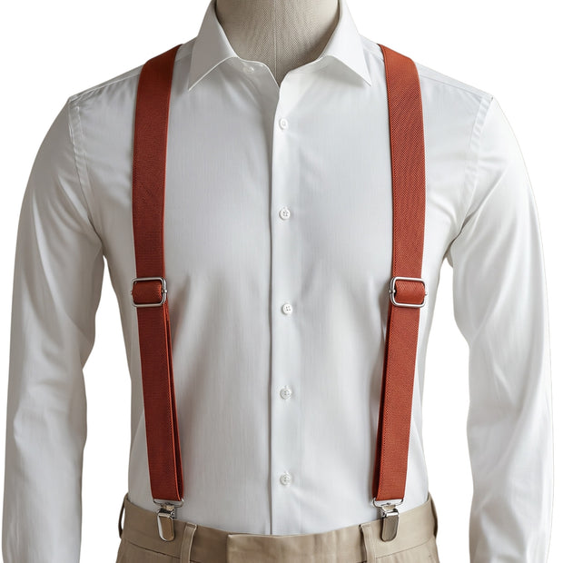Terracotta Rust Suspenders for Men