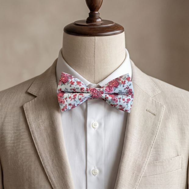 Pink Gray Floral Bow Tie for Men, Boys and Toddlers