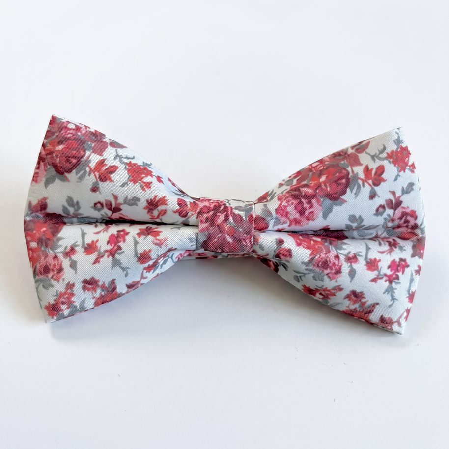 Pink Gray Floral Bow Tie for Men, Boys and Toddlers