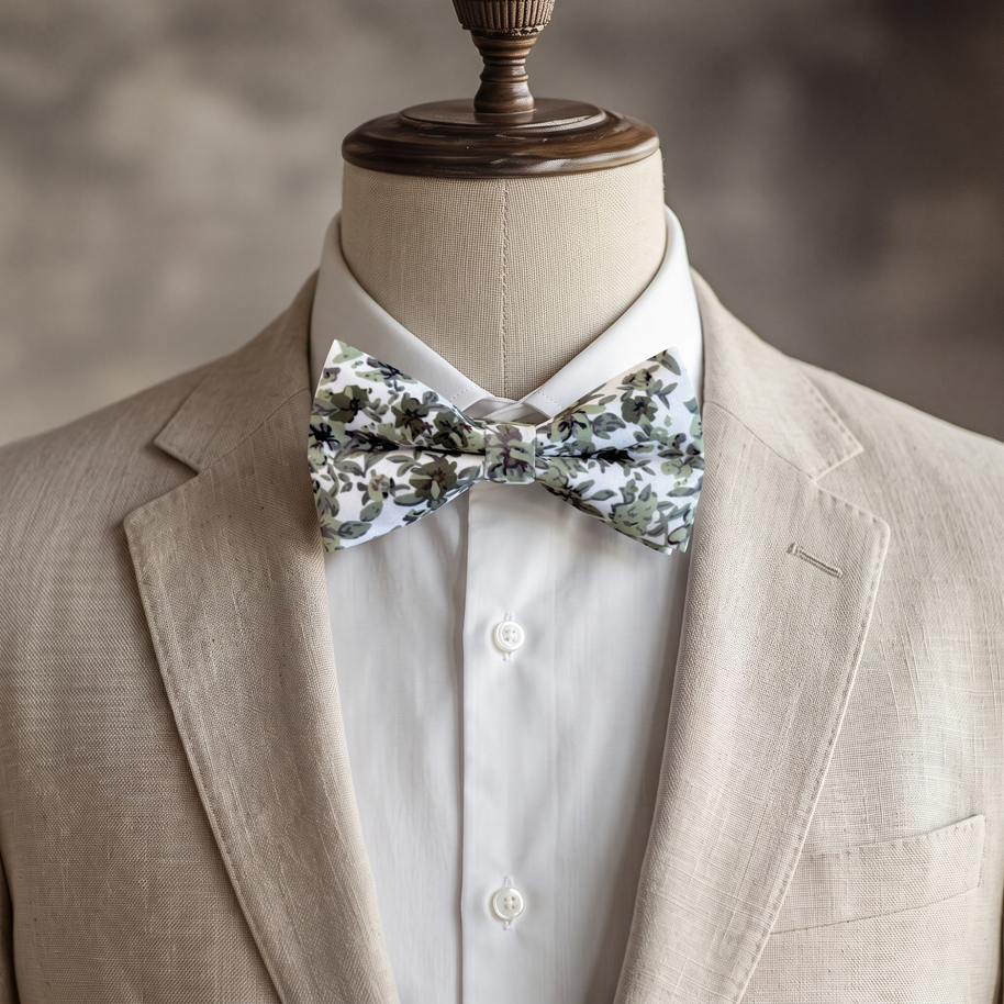 Sage Green Floral Bow Tie for Men, Boys and Toddlers