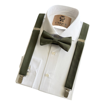 Olive Green Bow Tie & Suspender Set for Men – Wedding Suspenders