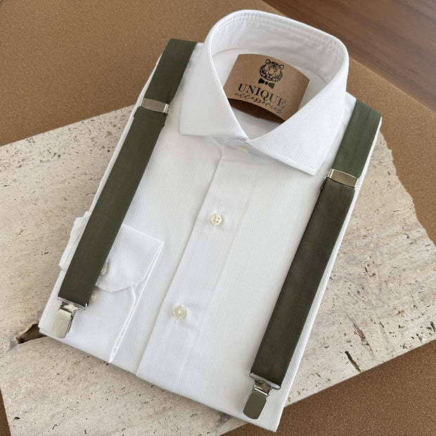Olive Green Bow Tie & Suspender Set for Men – Wedding Suspenders
