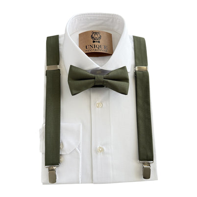Olive Green Bow Tie & Suspender Set for Men – Wedding Suspenders
