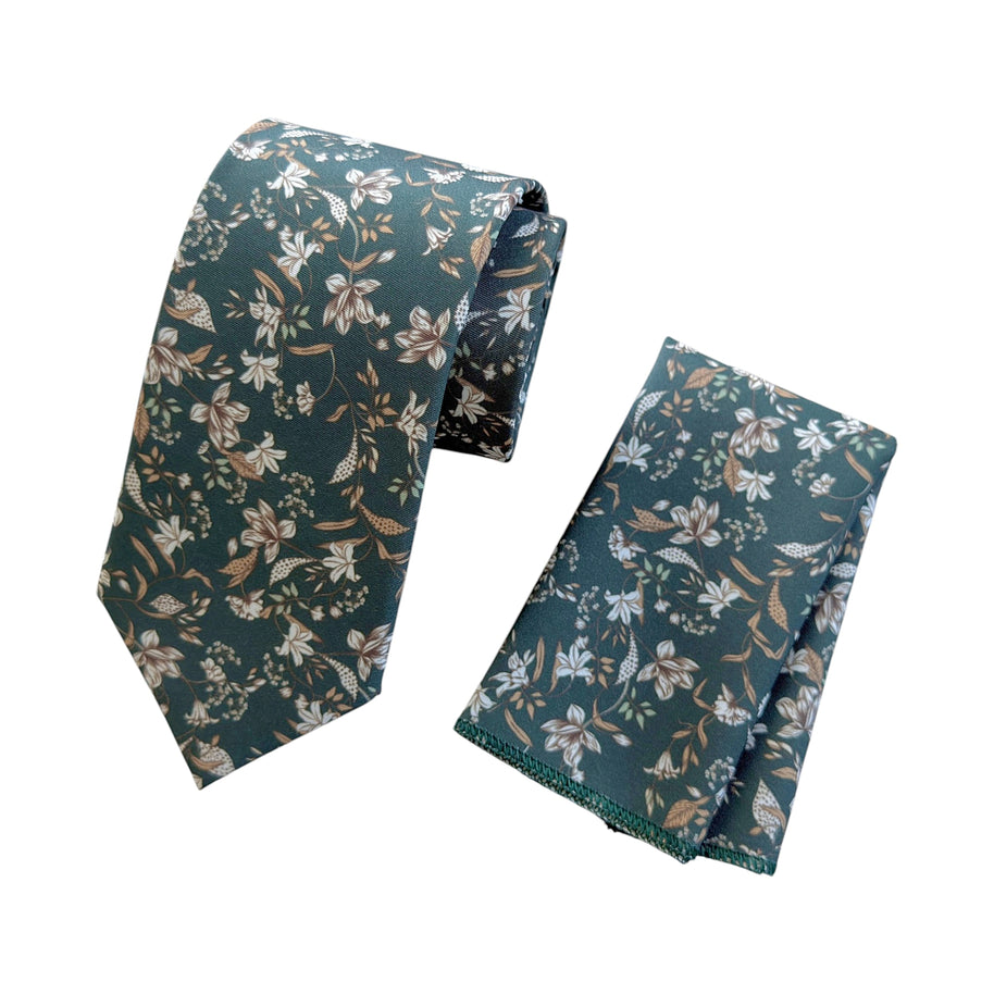 Forest Green Floral Tie for Men