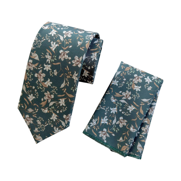 Forest Green Floral Tie for Men