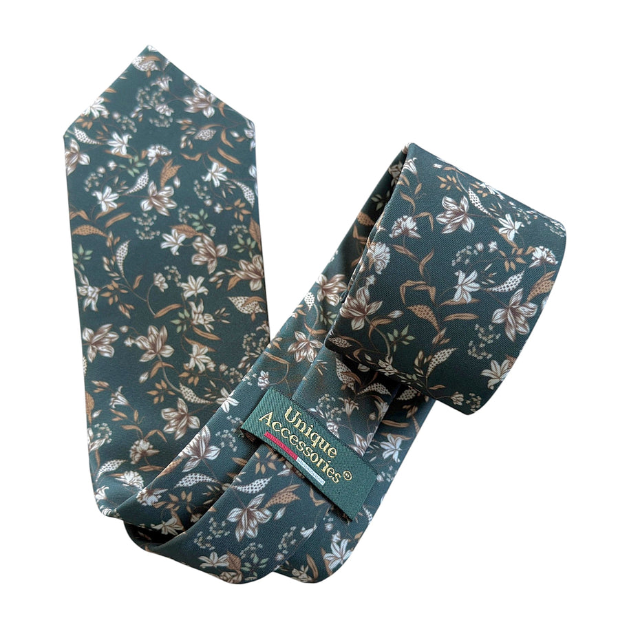 Forest Green Floral Tie for Men