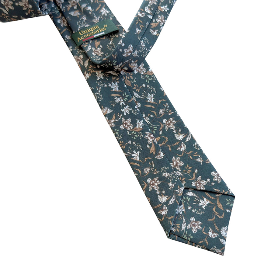 Forest Green Floral Tie for Men