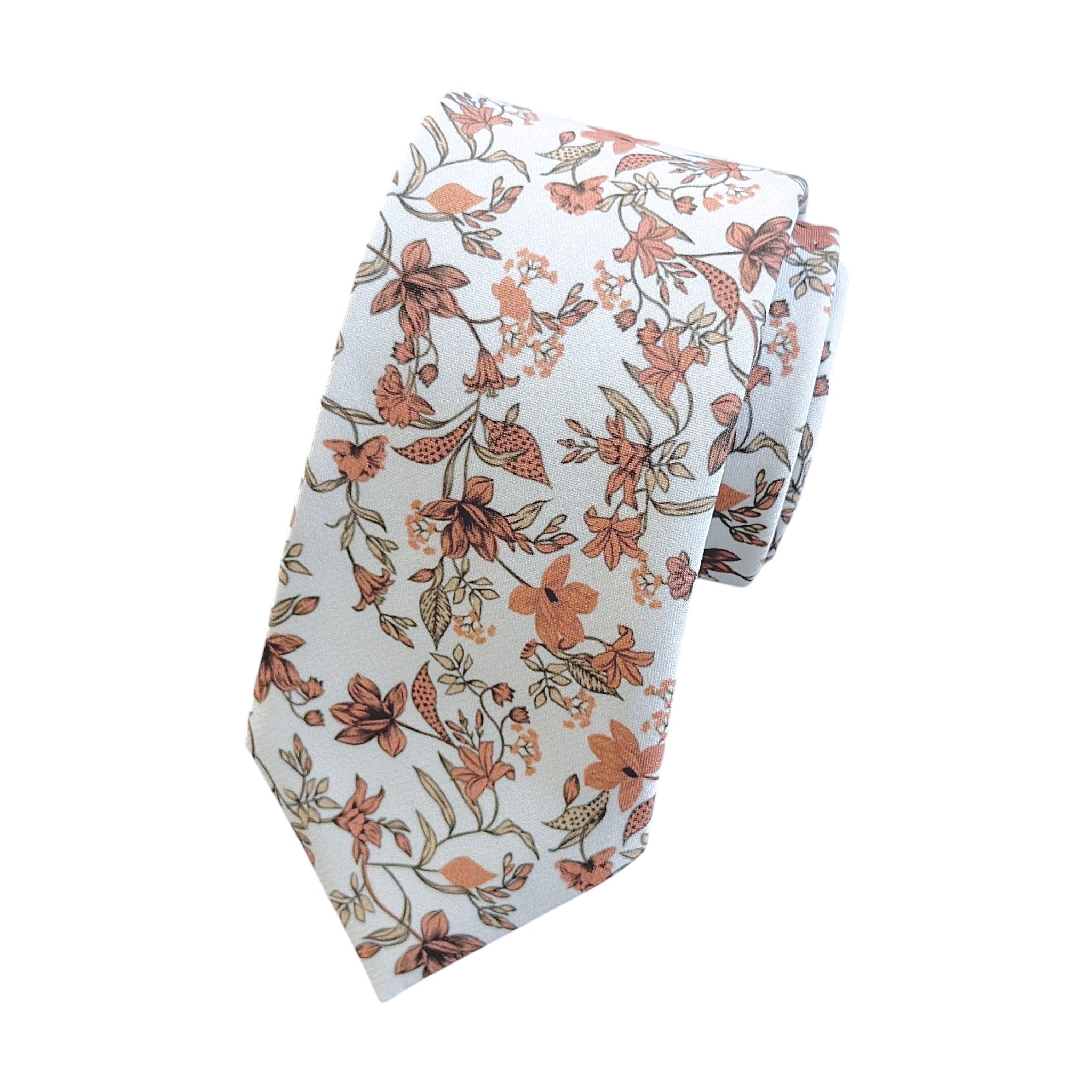 Rust Terracotta Floral Tie for Men