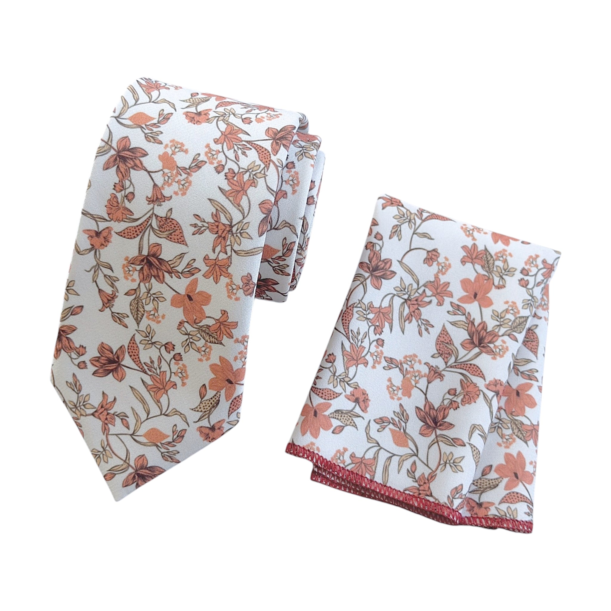 Rust Terracotta Floral Tie for Men