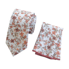 Rust Terracotta Floral Tie for Men