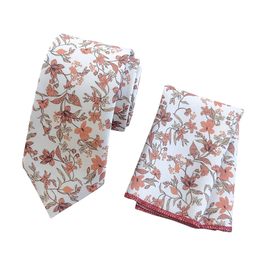 Rust Terracotta Floral Tie for Men