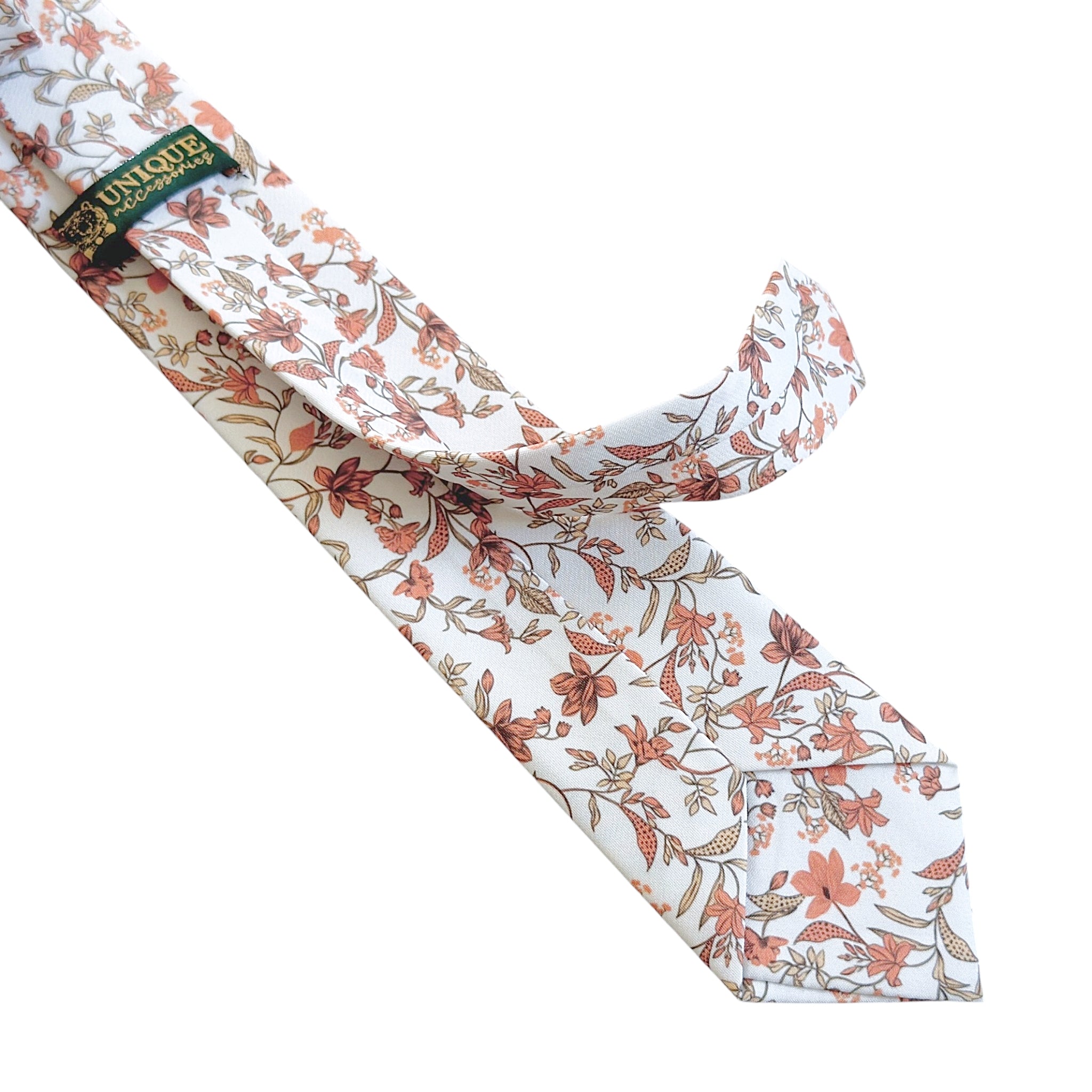 Rust Terracotta Floral Tie for Men