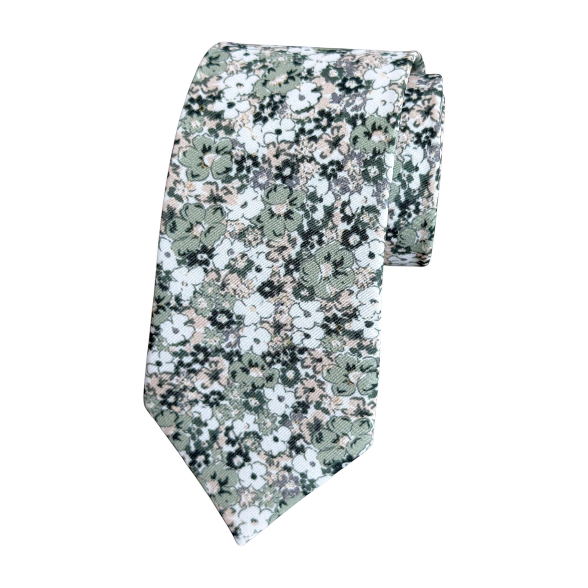 Dusty Pale Green Floral Tie