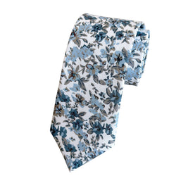 Dusty Blue Floral Tie | Handmade Wedding Necktie