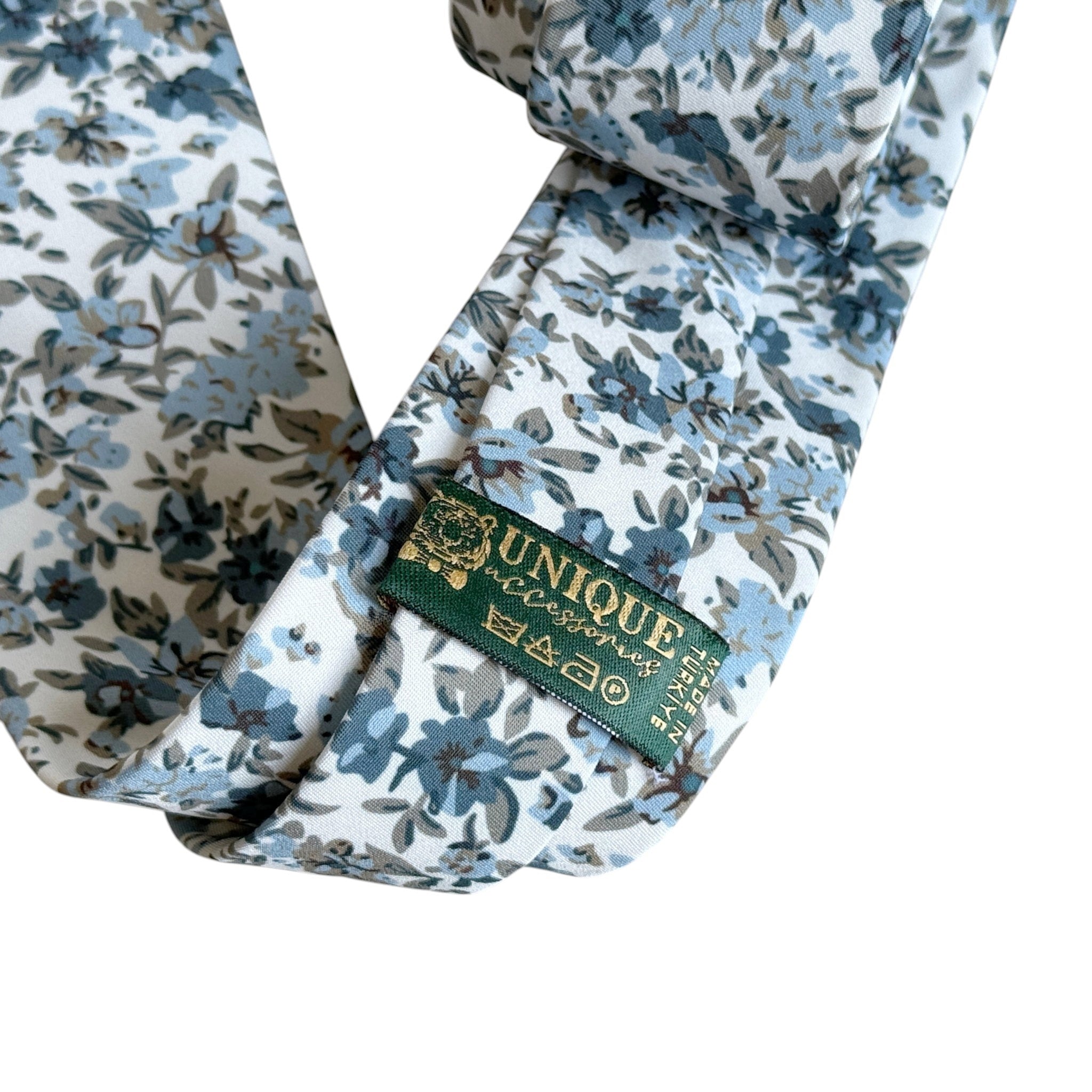 Dusty Blue Floral Tie | Handmade Wedding Necktie