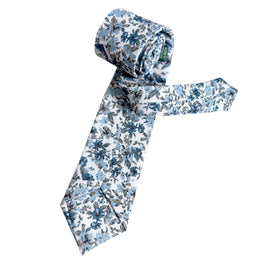 Dusty Blue Floral Tie | Handmade Wedding Necktie