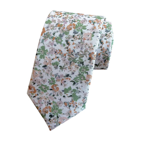 Dusty Sage Floral Tie Set for Men Wedding Tie