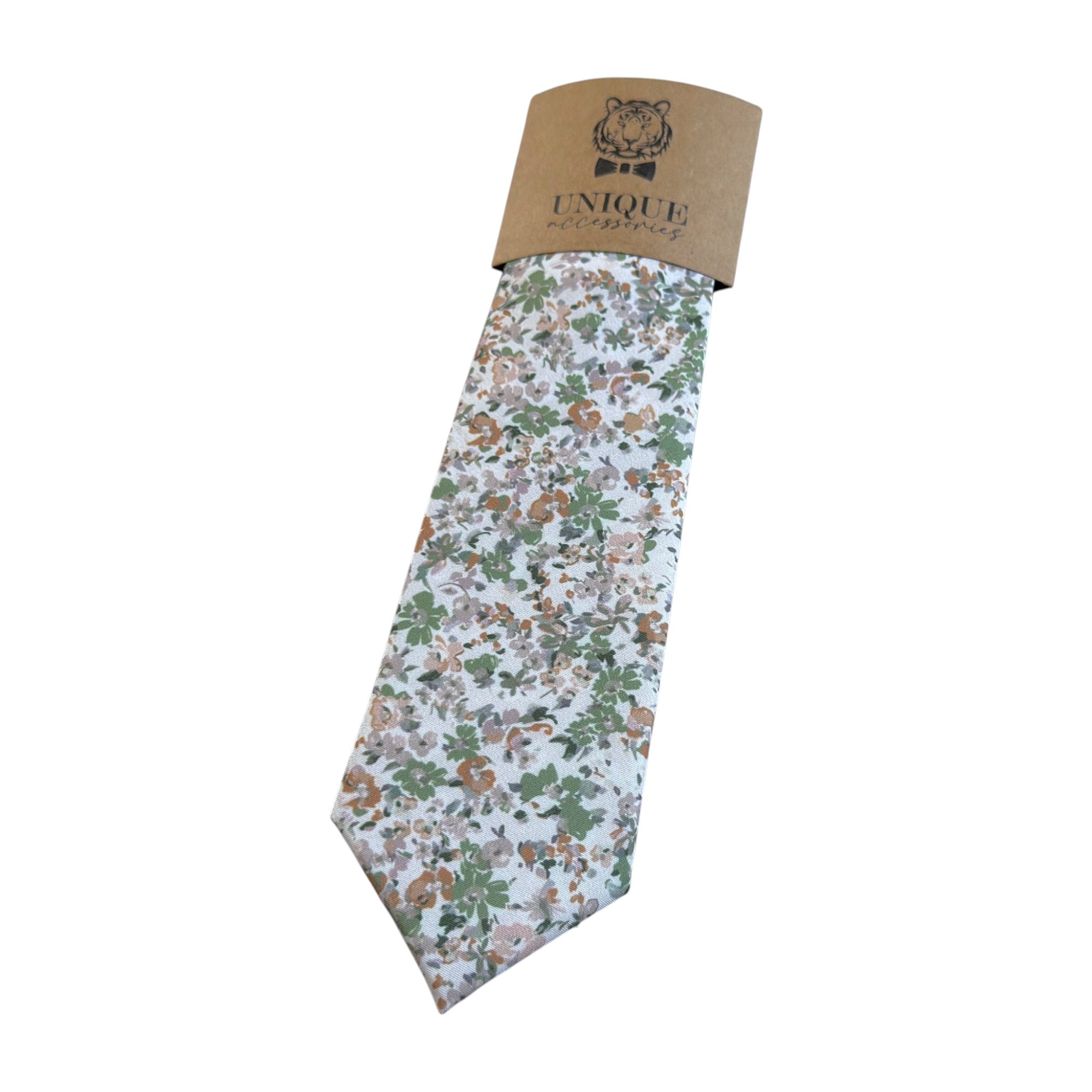 Dusty Sage Floral Tie Set for Men Wedding Tie