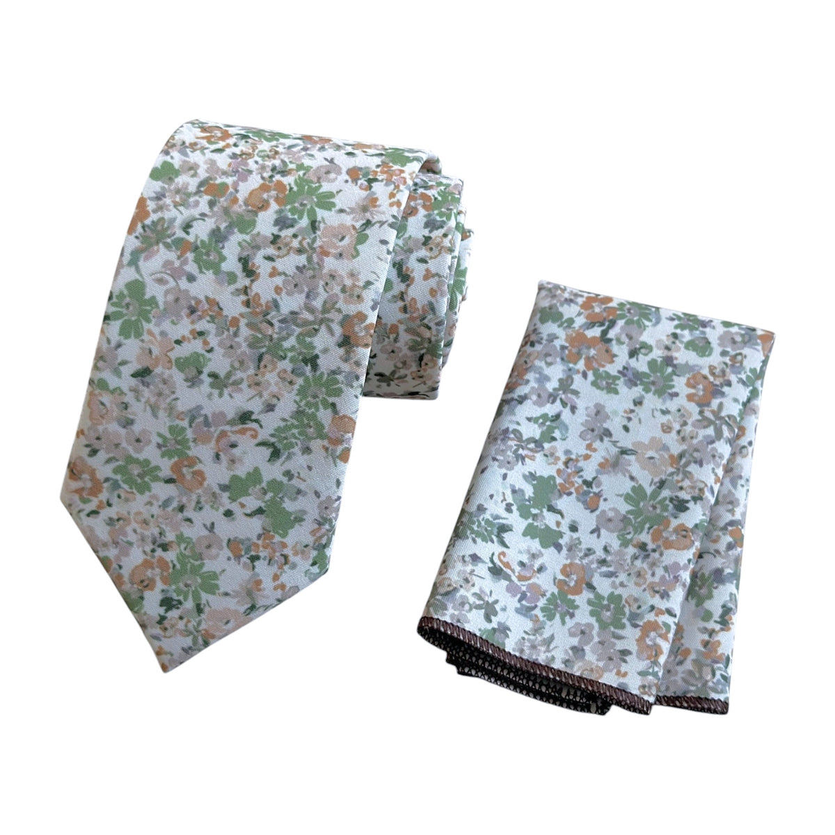 Dusty Sage Floral Tie Set for Men Wedding Tie