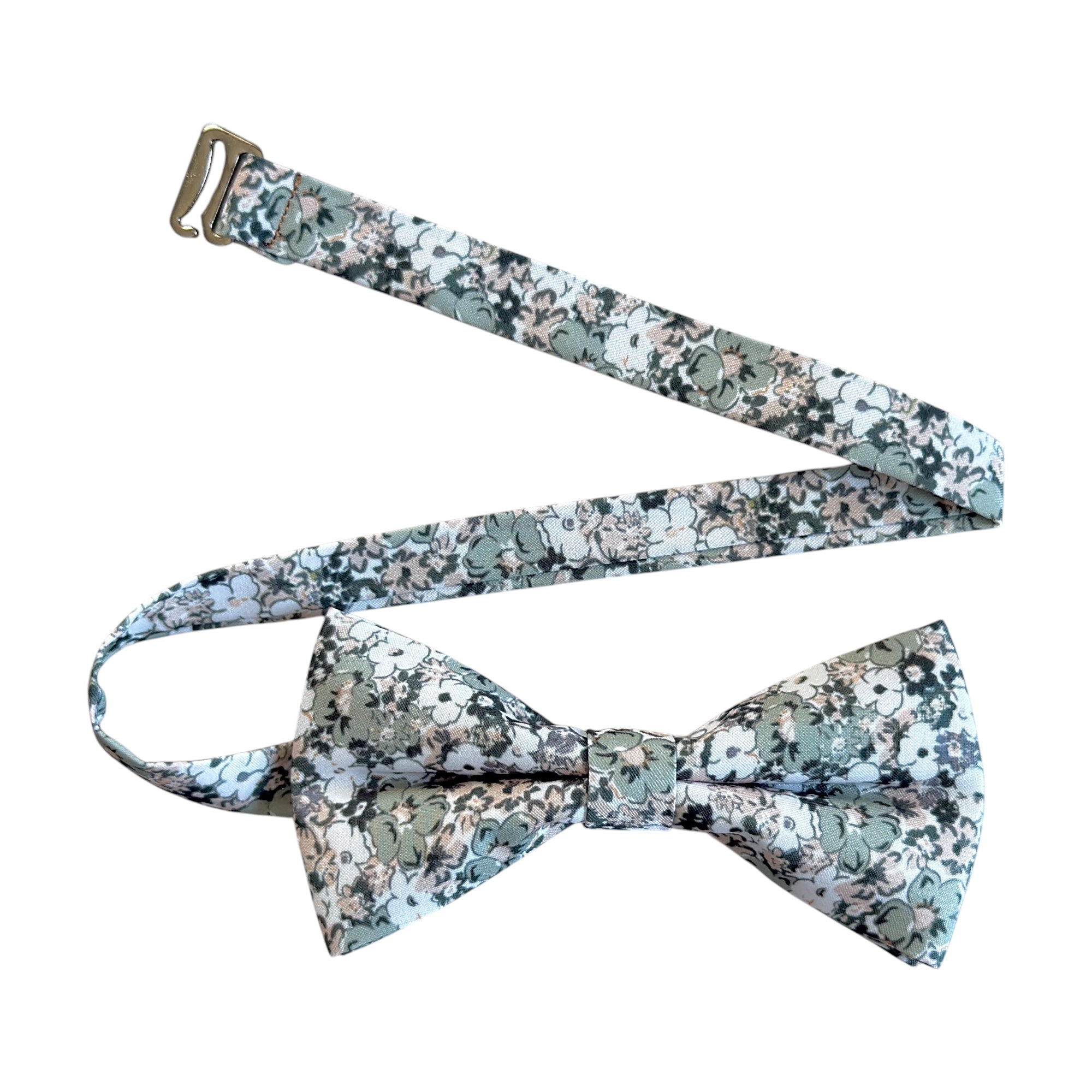 Dusty Pale Green Floral Bow Tie